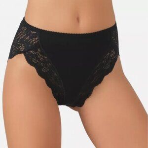NWT! JADEA Stretchy Cotton Modal Slip Briefs Size XL Black Lace Inserts Art.530